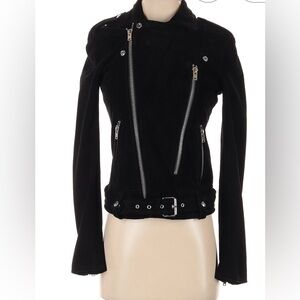 IRO Black Leather Jacket with Silver Accents